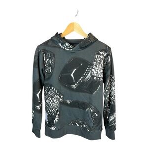 Jordan MVP Big Kids Printed Fleece Pullover Hoodie Size Large Gray Off Noir Boys